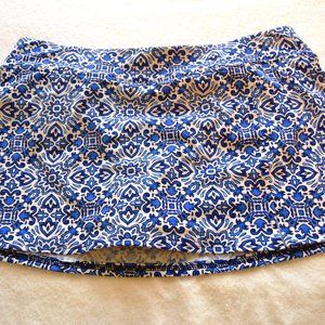 Lands End 8 Mini Swim Skirt Electric Blue Mosaic